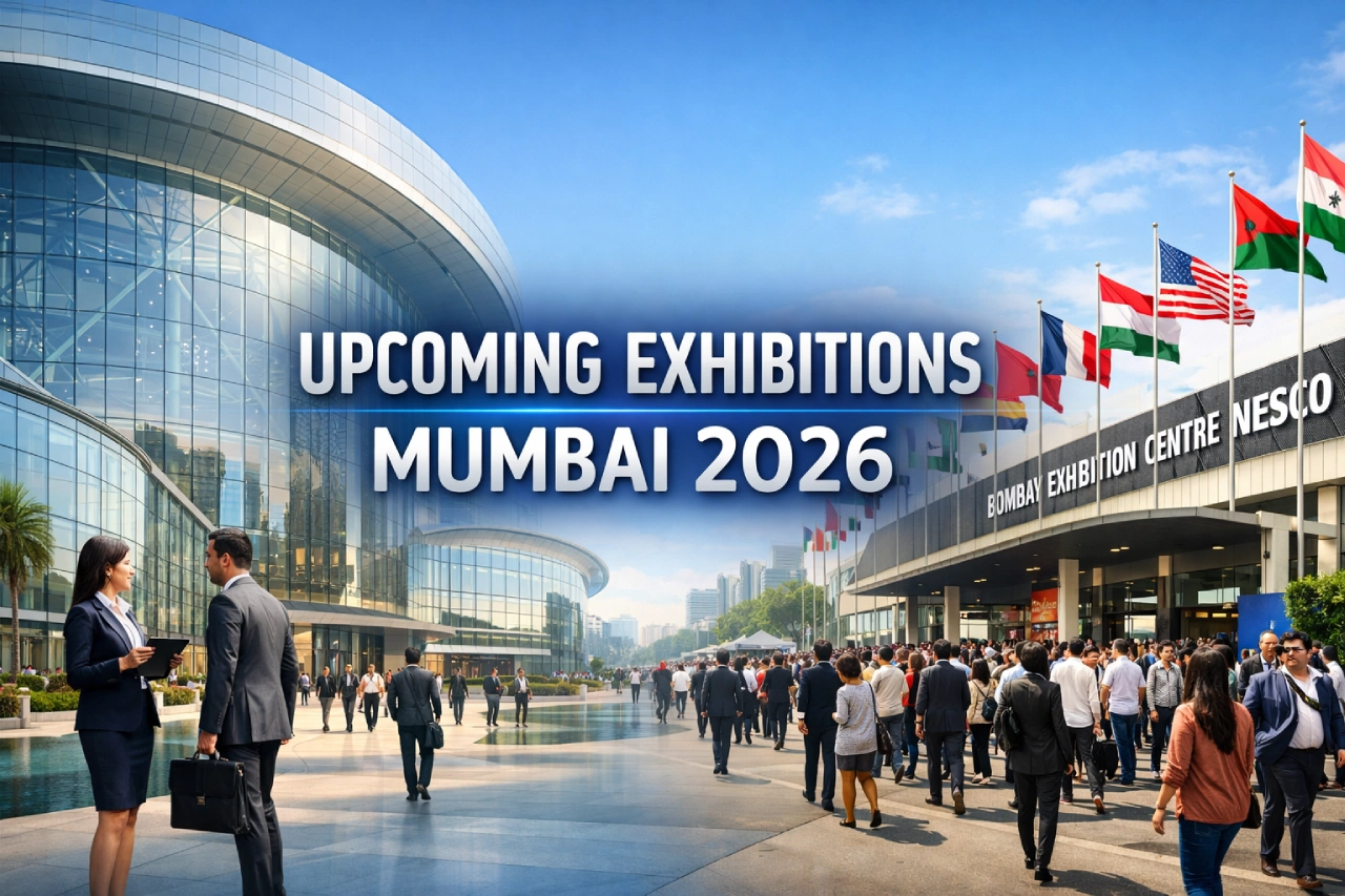 Professionals entering Jio World Centre and NESCO for the schedule of upcoming exhibitions in Mumbai 2026